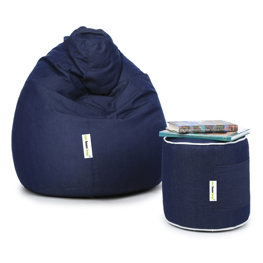 Can bean bags Classic XXXL Denim Bean Bag With Footstool